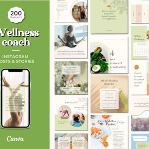 Health and wellness Instagram templates, social media post, nutrition coach, Healthy lifestyle
