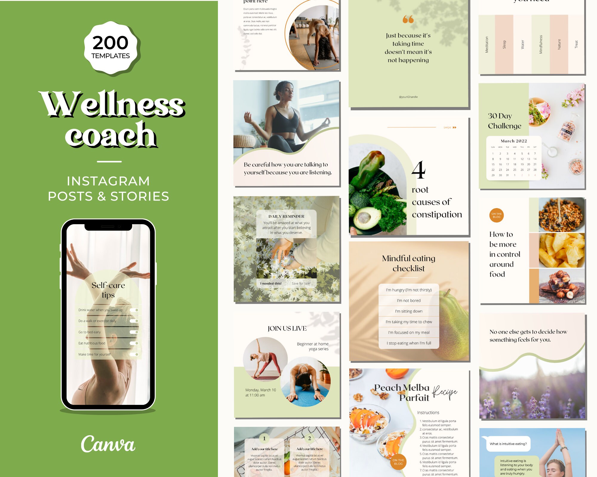 Health and Wellness Instagram Templates, Social Media Post, Nutrition ...