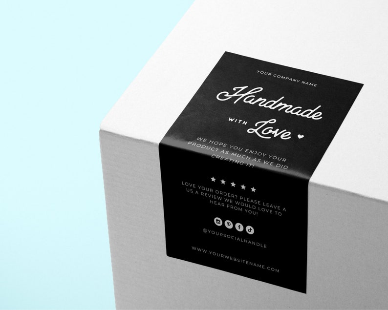 Editable Label Template Custom Packaging Box Seal Printable Etsy