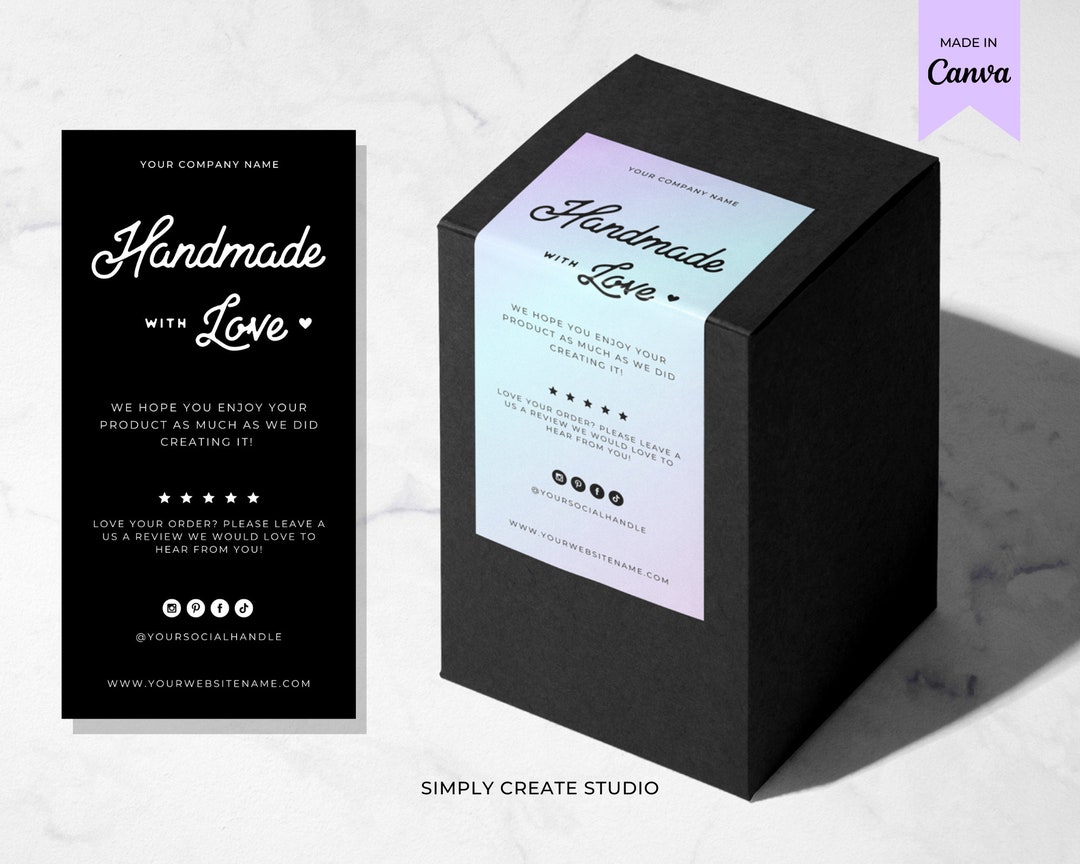 Editable Label Template Custom Packaging Box Seal Printable Etsy