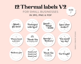 Thermal Round Labels V2 for Small Business Owners, Packaging sticker Design, Mail shipping Thermal Labels