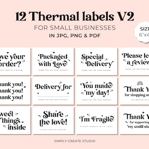 Thermal Labels V2 for Small Business Owners, Packaging sticker Design, Mail shipping Thermal Labels