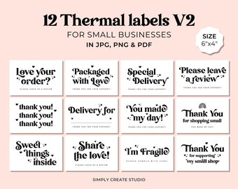 Thermal Labels V2 for Small Business Owners, Packaging sticker Design, Mail shipping Thermal Labels