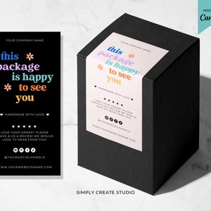 Editable Label Template, Custom Packaging, Box Seal, Printable Parcel Sticker, Shipping Label, Canva Template