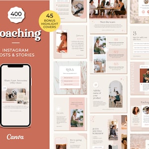 Coaching Instagram Posts, Canva Template, Life Coach Instagram Template, Coaching Business, Wellness Coach, Carousel
