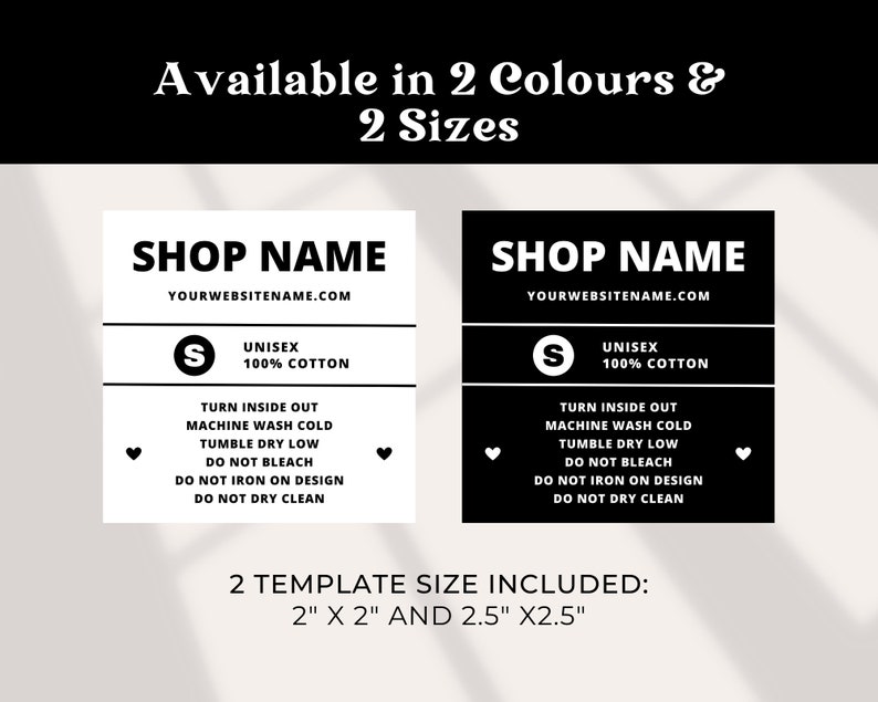 Editable Clothing Tag Template, Tshirt Neck Label, Garment Care Tag