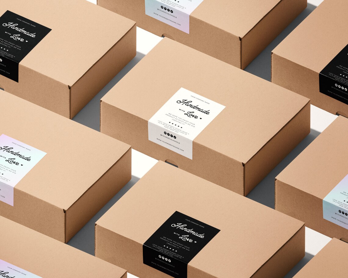 Editable Label Template, Custom Packaging, Box Seal, Printable Parcel ...