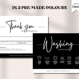 Editable Washing Instructions Care Card Template, Printable Clothing Care label, Tshirt Packaging Insert