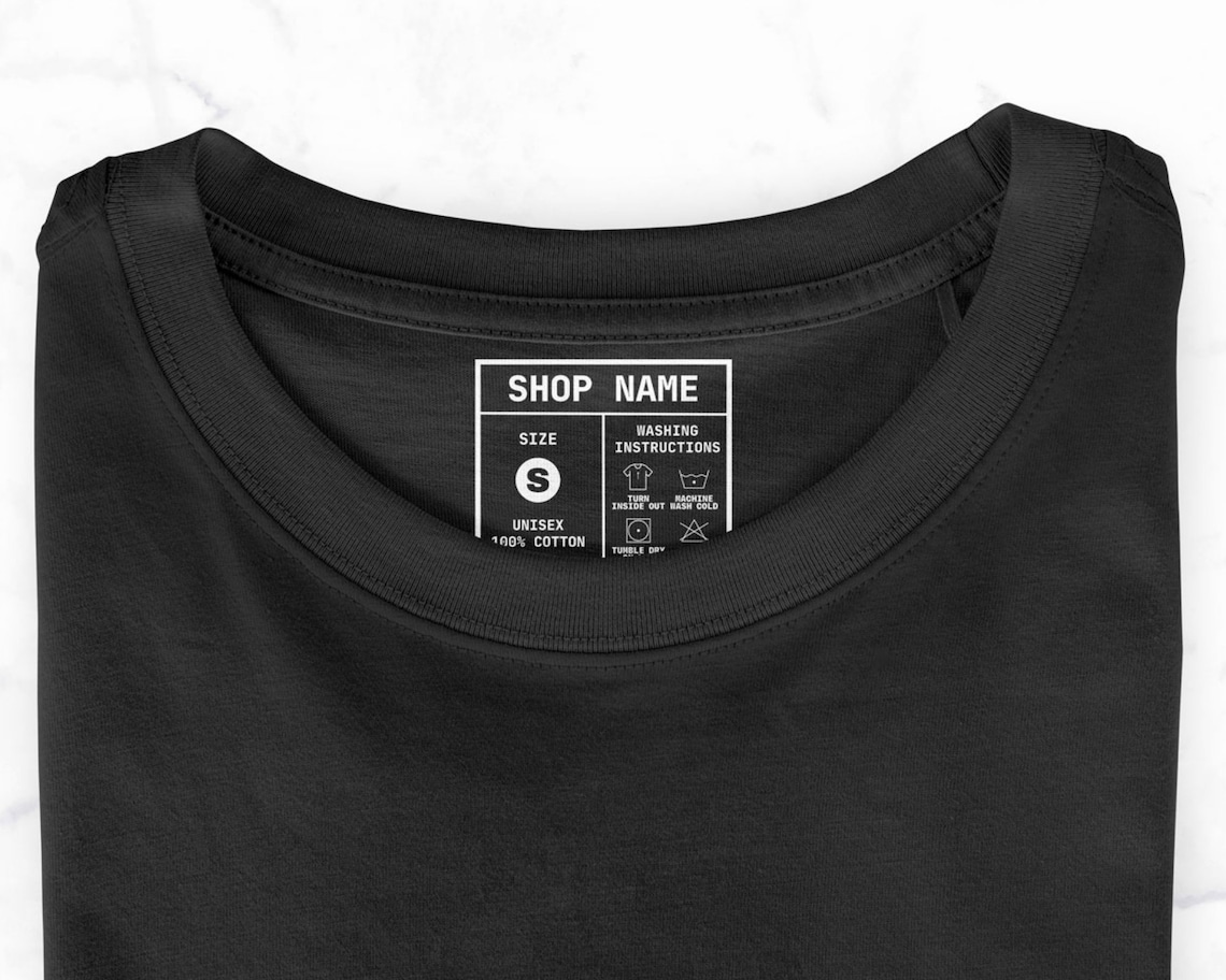 Editable Clothing Tag Template, Tshirt Neck Label, Garment Care Tag