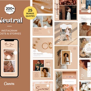 Instagram Templates on Canva, Minimalist Post, Instagram Influencer, Neutral Aesthetic Feed