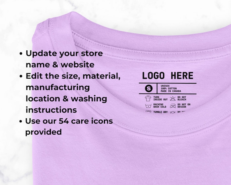 Editable Clothing Tag Template T shirt Neck Label Garment Etsy Editable Clothing Tag Template T shirt Neck Label Garment Etsy