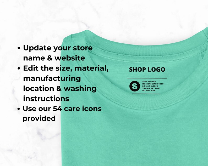Editable Clothing Tag Template, Tshirt Neck Label, Garment Care Tag