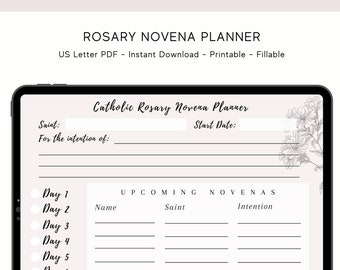 Catholic Rosary Novena Planner: 9 Day Tracker (Digital Download)
