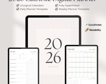 2026 Catholic Digital Planner, Liturgical Planner, Goodnotes