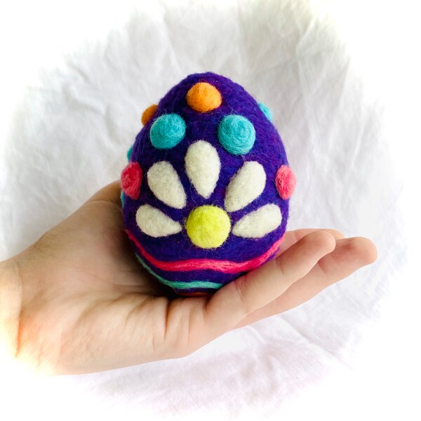 Huge needle-felted wool egg. It’s great a gift for yourself or another. 100% solid wool. No styrofoam! Easter.