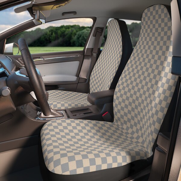 Checkerboard Print, High Quality Thick Polyester Fabric, Car Seat Covers, Luxury Car Seat Covers, Luxury Seat Covers for Car, Fun Car Seat