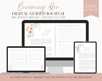 Guided Journal for Women | Becoming Her Self-Reflection & Growth Journal (Digital Download)