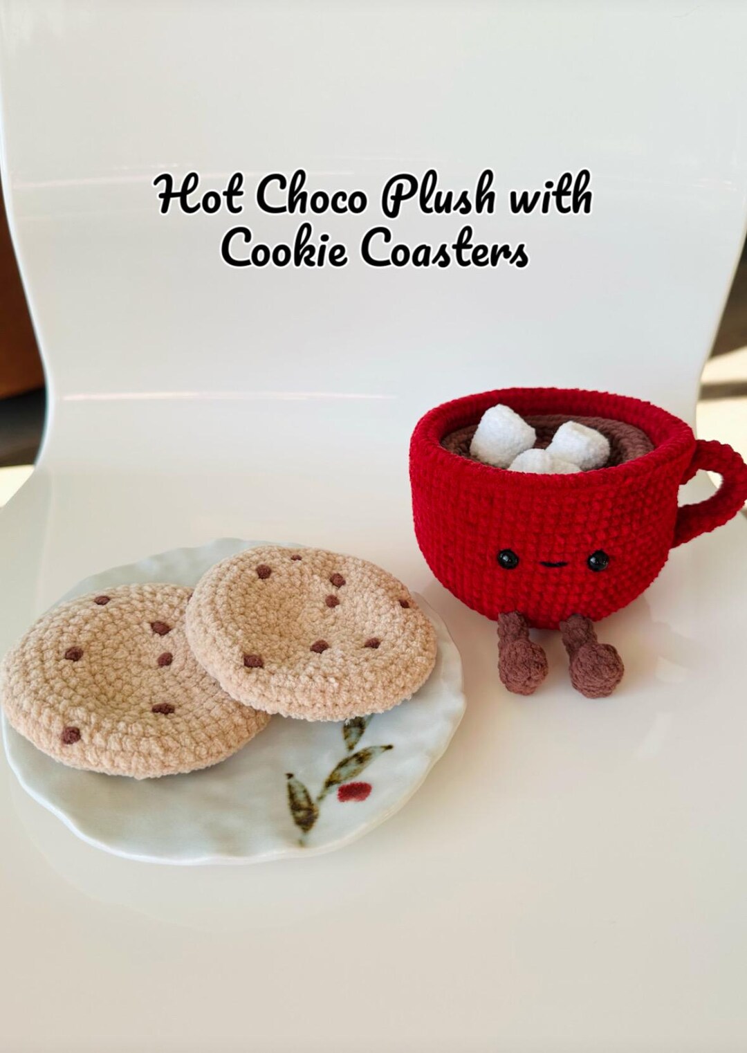 Crochet Hot Chocolate / Cappuccino Plush With Cookie Coasters Etsy