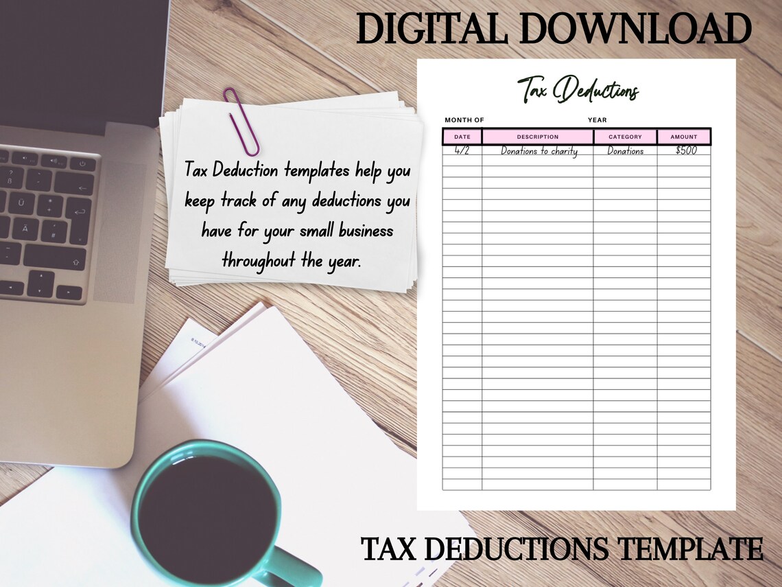 Tax Deduction Tracker Template Printable, Digital Download, Small ...