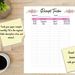 Receipt Tracker Template Printable, Small Business Receipt Organizer, Expense Tracker, Money ...