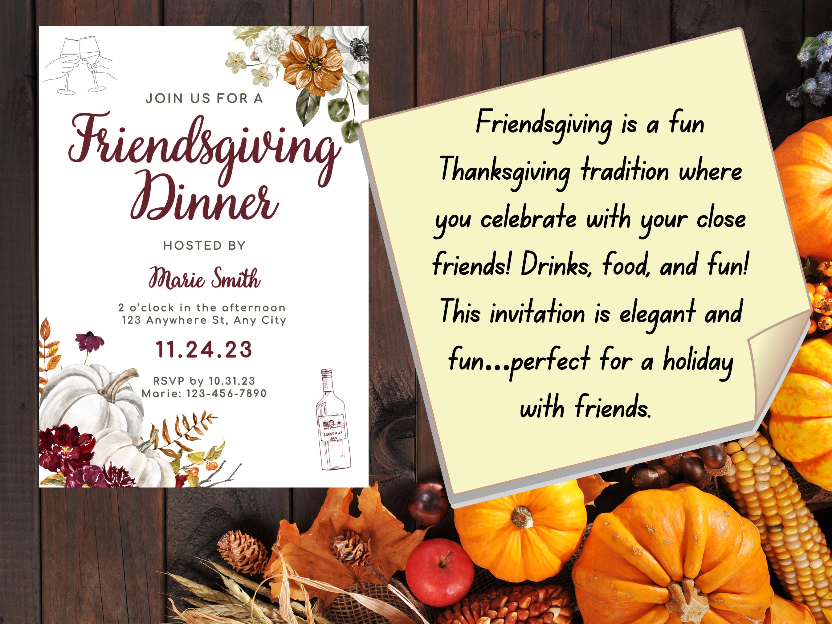 Friendsgiving Invitation Template Printable Thanksgiving With Friends