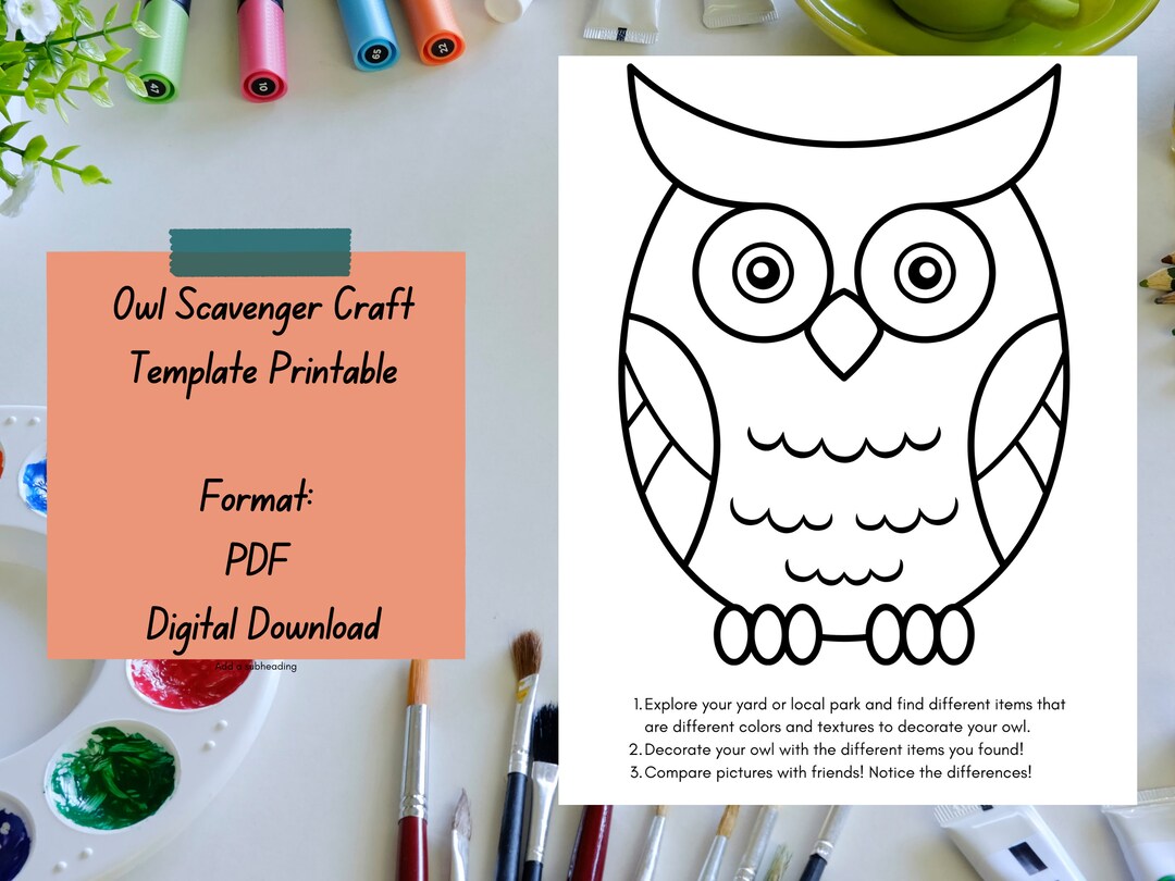 Owl Scavenger Craft Template Printable, Outdoor Scavenger Hunt Owl Art