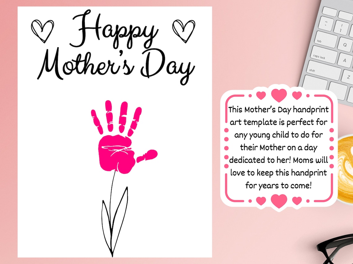 Happy Mothers Day Handprint Art Template Mothers Day Childrens Art Happy Mothers Day Handprint Art Template Mothers Day Childrens Art