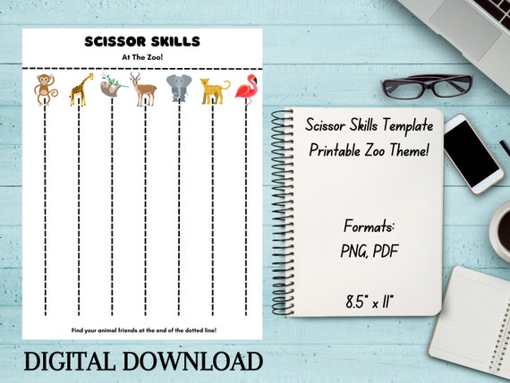 Scissor Skills Template Printable Childrens Scissor Practice | Etsy