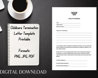 Childcare Termination Letter Template, Editable Daycare Notice Of Childcare Termination Printable, Preschool Enrollment Suspension Letter