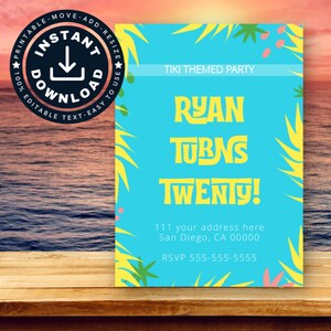 Tropical Themed Party Invite - Editable