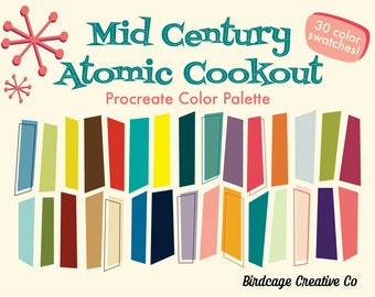 Mid Century Atomic Kochen Procreate Farbpalette / sofortiger Download / iPad Art / digitaler Download MCM