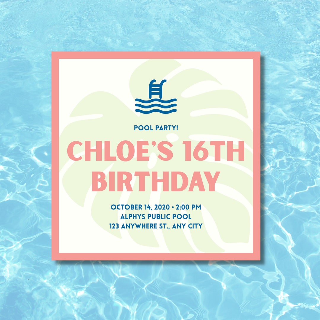 Pool Party Invitation - Editable Using Templett Designer - Etsy