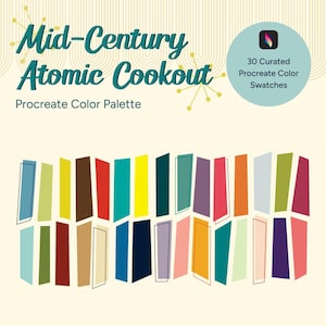 Mid-Century Atomic Cookout – Retro Inspired Procreate Color Palette – Instant Download –iPad Art – MCM Digital Download