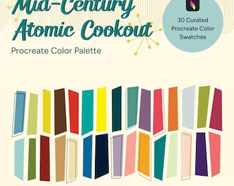 Mid-Century Atomic Cookout – Retro Inspired Procreate Color Palette – Instant Download –iPad Art – MCM Digital Download