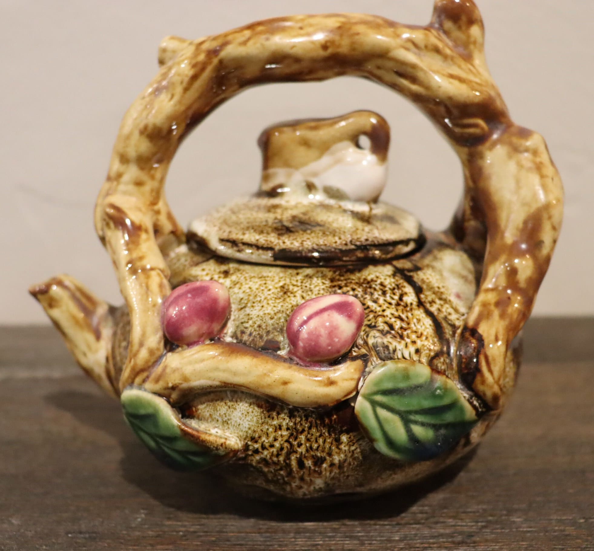 Vintage Ceramic Hand Painted Chinese Teapot With Branch Vine Etsy