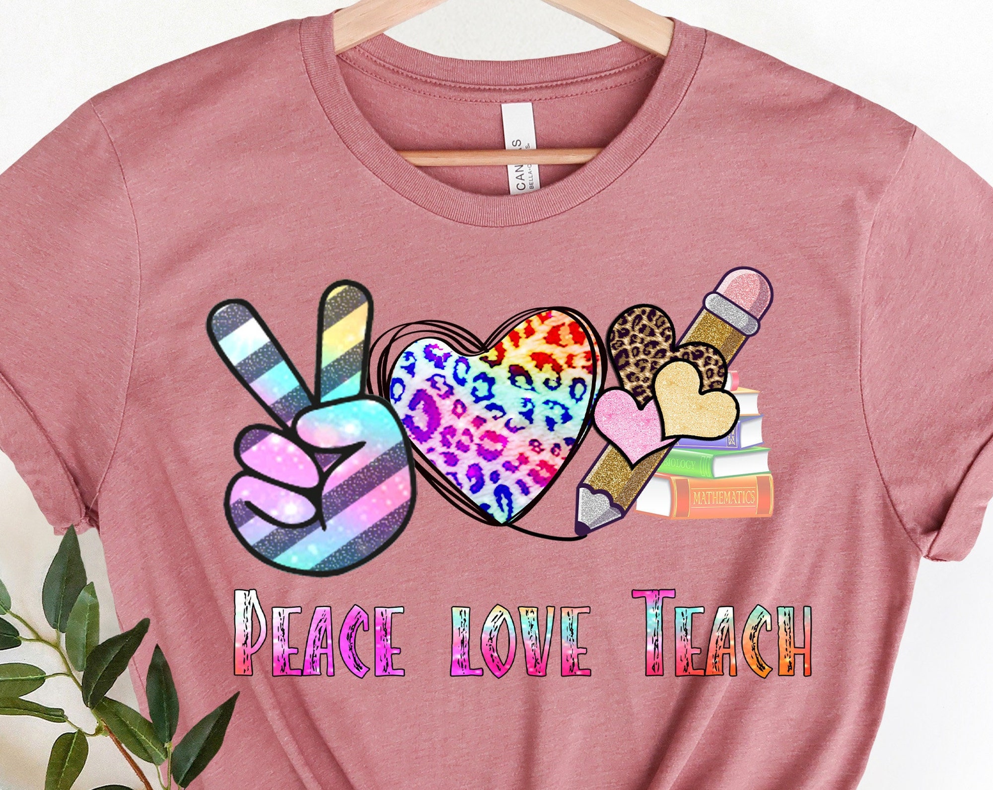 Peace Love Teach All Teacher T-shirt
