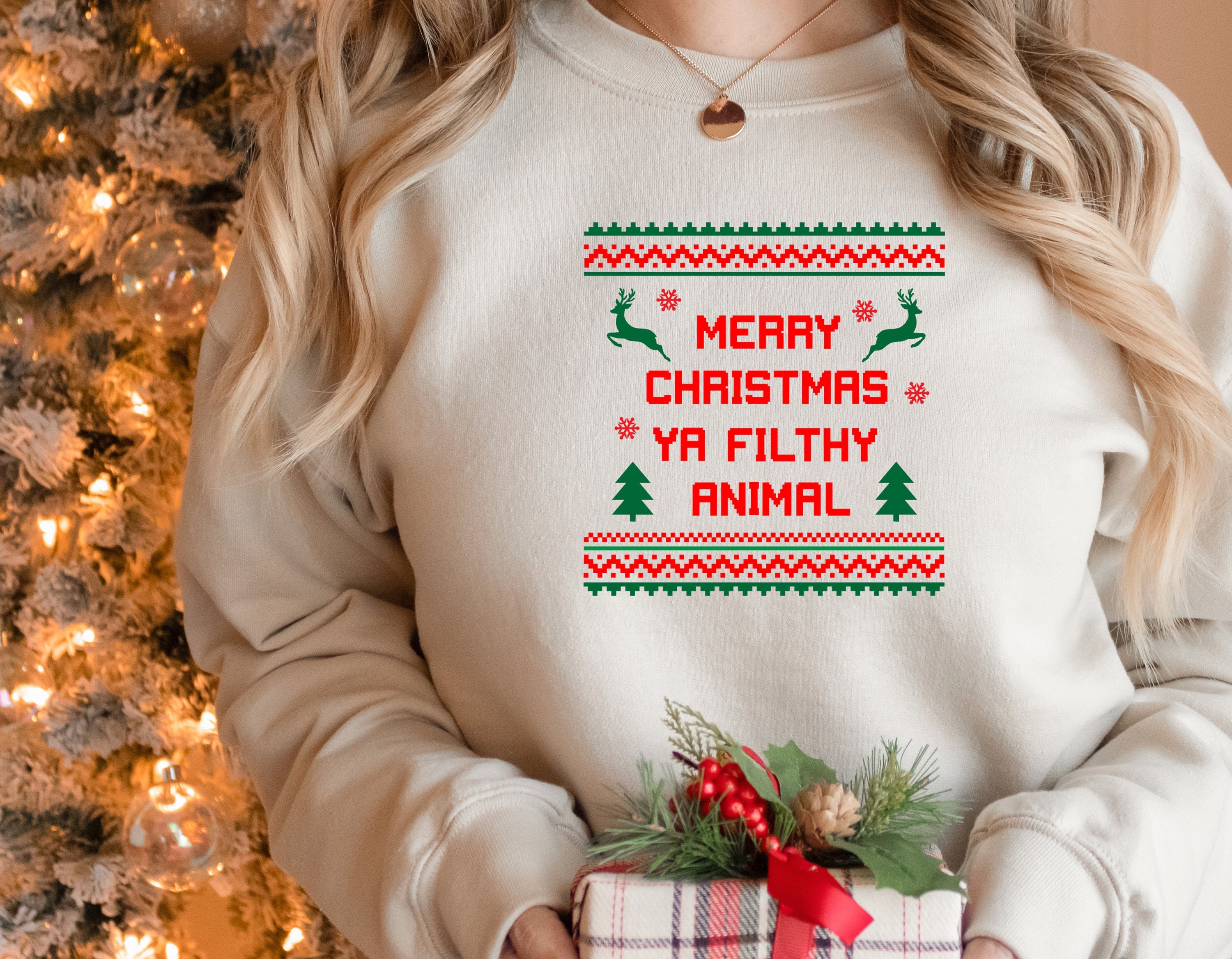 Merry christmas ya filthy animal sweater - Etsy.de