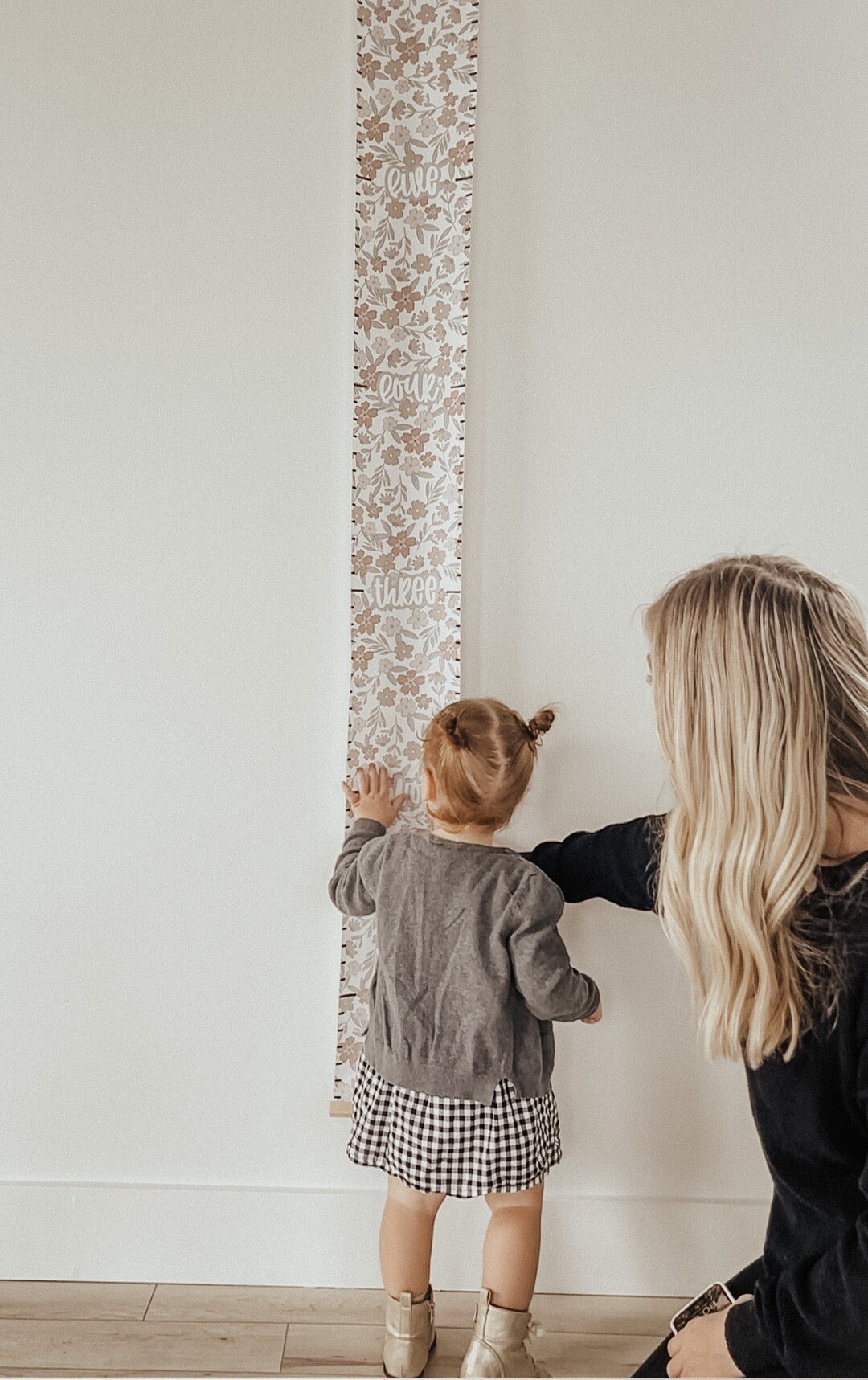 Lettie Canvas Growth Chart Wall Hanging for Nursery Kids Room Decor