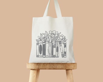 Flower LIBRARY BAG | Book Tote Bag| Floral Bag for books | Library books