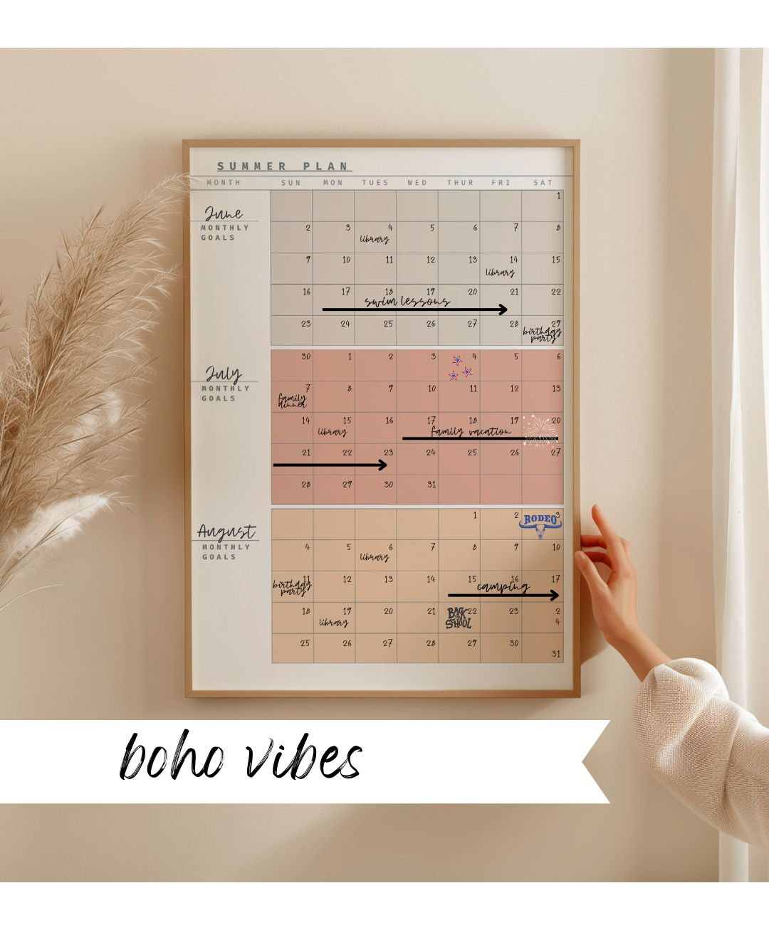 Summer Plan 3 Month Blank Calendar Summer Calendar Summer Break to Do ...