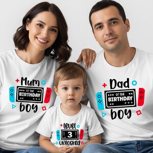 Level 3 Unlocked Matching Birthday Shirts – Family Gamer Theme