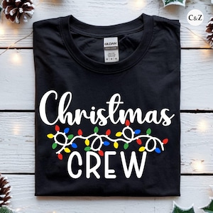 Matching Family Christmas Crew T-Shirts: Festive Lights Design