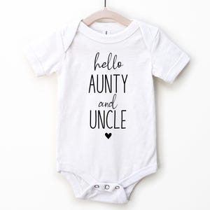 Hello Aunty Uncle Onesie. Pregnancy Announcement. Surprise Sibling With