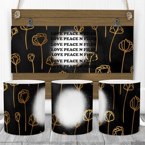 Gold Flowers Mug and 20oz Tumblers Full Wrap PNG Bundle