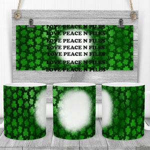 Green Shamrocks Mug and 20oz Tumblers Full Wrap PNG Bundle