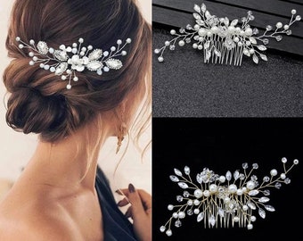 Pearl Wedding Hair Combs, Silver Gold Hair Accessories for Women, Bridal Hair Ornaments Jewelry, Bridal Combs Pins Wedding Hairpiece