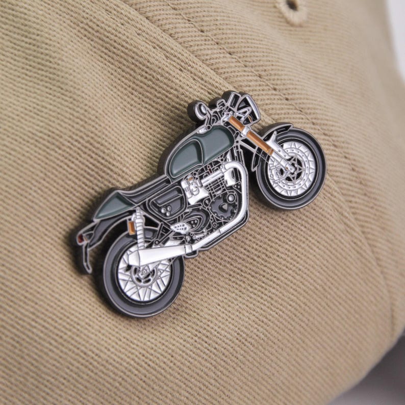 Rare Racers Pins Mens Hat Pin Display Triumph Thruxton RS FE Cafe Racer Soft Enamel Pins ...