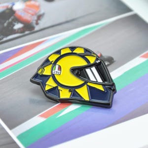 Valentino Rossi VR46 Helmet Enamel Pin: MotoGP Biker Fan Gift