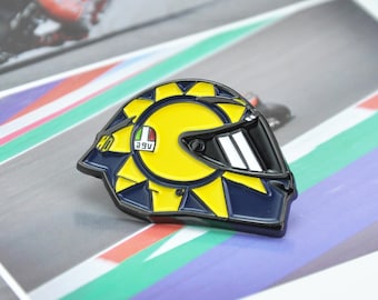 Valentino Rossi VR46 Helmet Enamel Pin: MotoGP Biker Fan Gift
