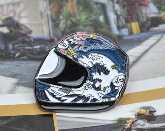 RX-7X Oriental Motorcycle Helmet Lapel Pins Gifts for Bikers Riders